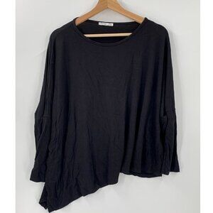 ZARA WB Collection Asymmetrical Blouse Tee Oversized Black Women's Medium